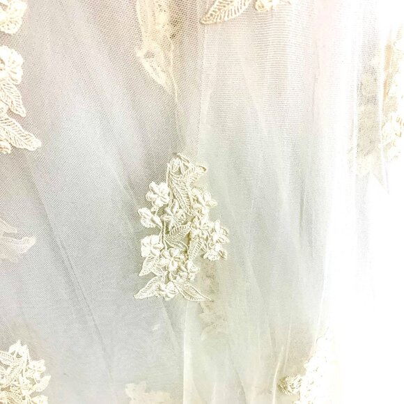 Vintage 80s Wedding Bridal Shift Nightgown Swing Maxi Alencon Lace Tulle Size M - Picture 6 of 11